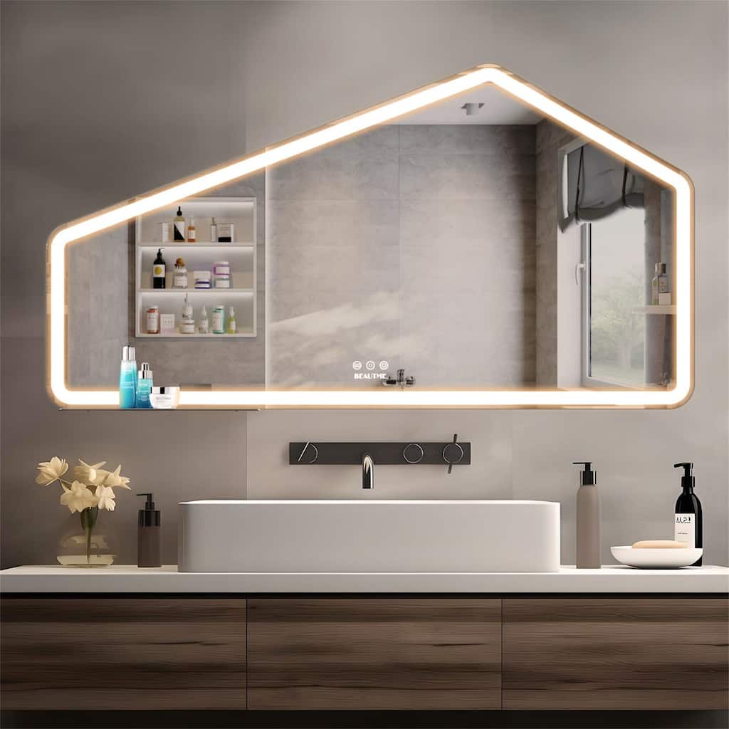 52" x 28" Smart LED Bathroom Wall Mirror with Memory,Anti-Fog Switch