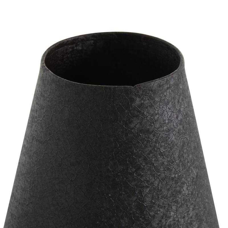Metal Textured Cone Decorative Vase - Set of 2 Black - Roche River Decor