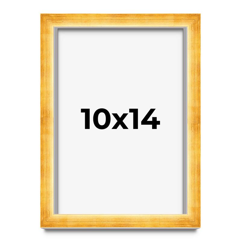 10x14 Shadow Box Frame Gold | 1.625 Inches Deep Real Wood Traditional