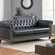 preview thumbnail 1 of 39, Castalia Nailhead Trim Chesterfield Sofa by Christopher Knight Home - 78.75" L x 33.50" W x 28.00" H Faux Leather + Midnight Black, Dark Brown