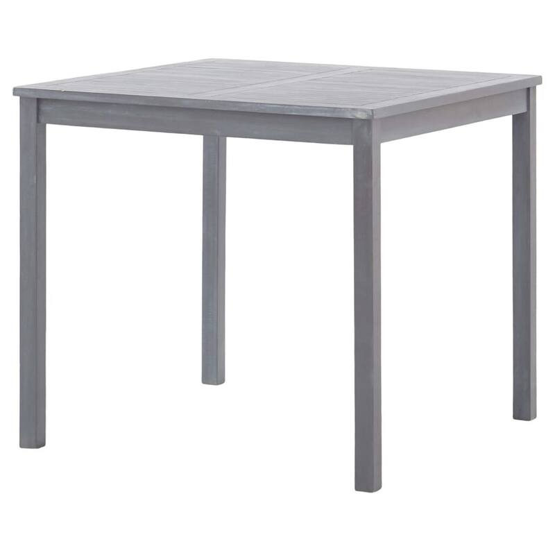 31.5 in. Sanded Gray Square Wood End Table with Slatted Design