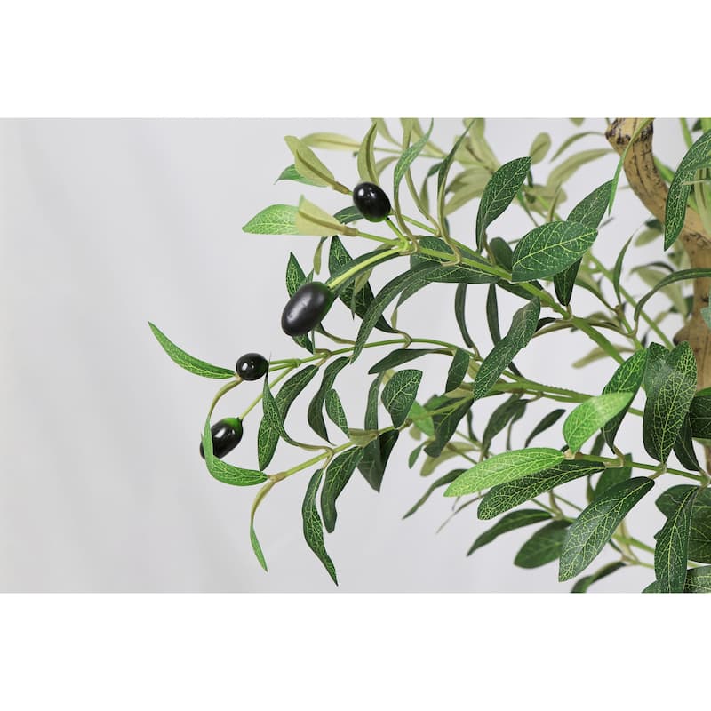8FT Tall Artificial Olive Tree - Large Faux Potted Tree with Natural Trunk and Lifelike Olive Leaves and Fruit, 1 pc/set