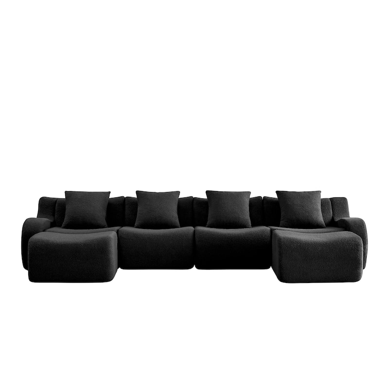 GDF Studio - Fairford U-Shaped 4-Seat Modular Sofa With Curved Armrests & Non-Slip Base
