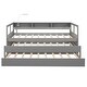 preview thumbnail 7 of 12, Twin XL Size Wood Daybed with 2 Trundles, 3 Storage Cubbies, 1 Light for Free and USB Charging Design Creative Triple Bunk, Gray