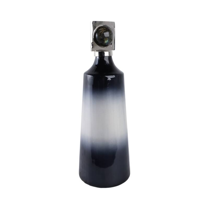 Glass Metal Decorative Vase with Contemporary Single Modern Accents