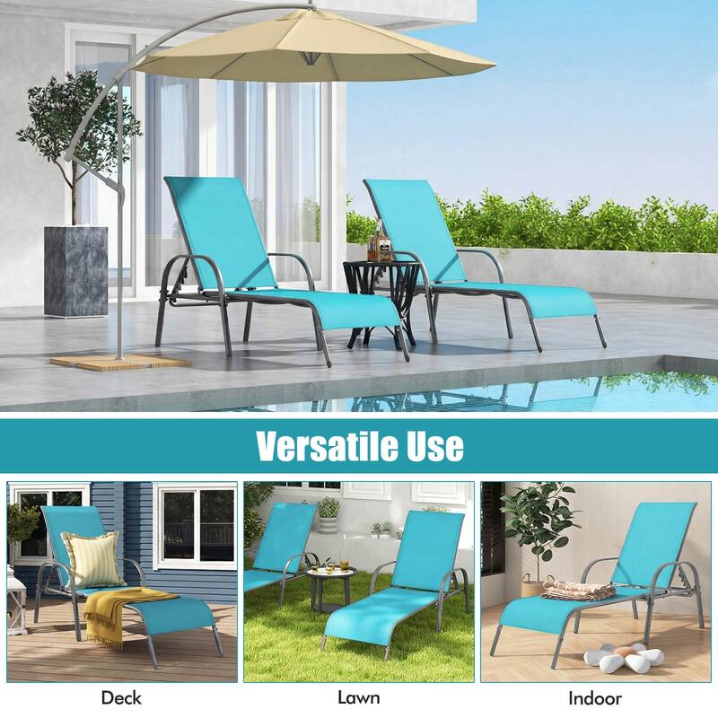 Costway Patio Lounge Chair Chaise Adjustable Reclining Armrest - See Details