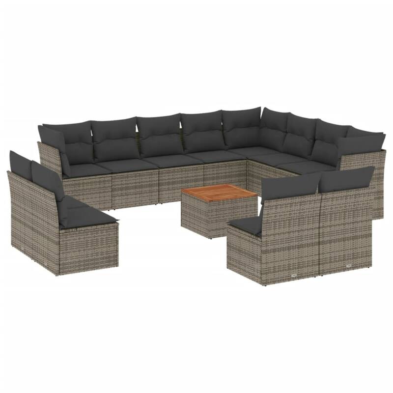 vidaXL Patio Sofa Set with Cushions Outdoor Furniture 13 Piece Poly Rattan - 24.4 x 24.4 x 27.2