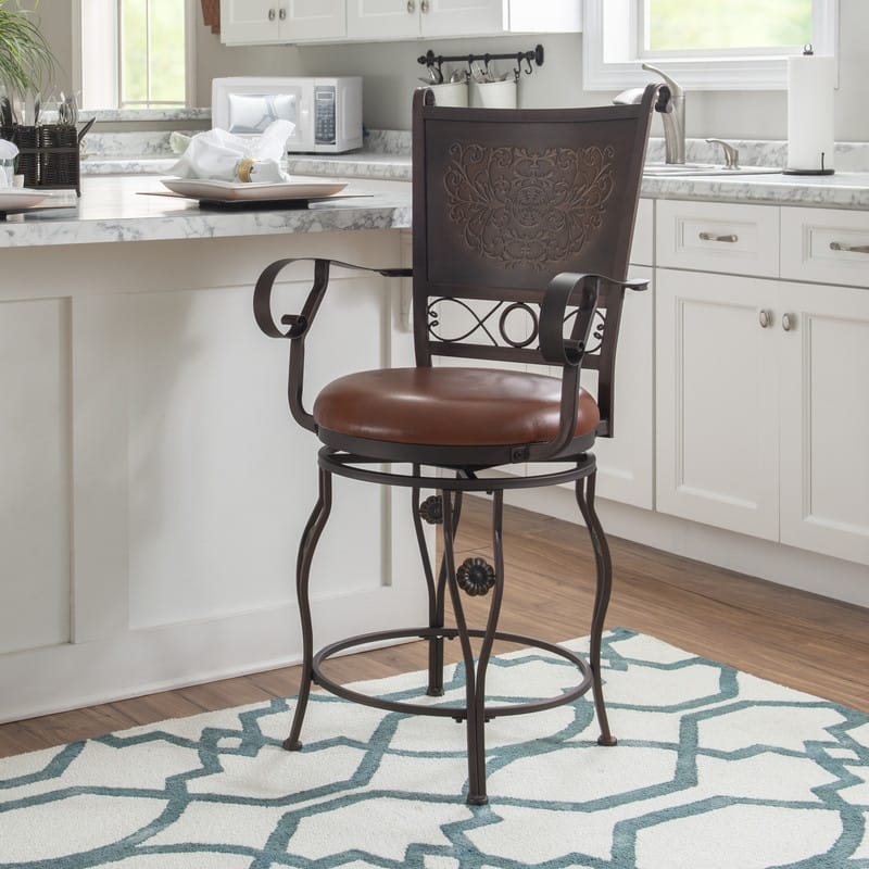 Aberdeen Stamped Back Big and Tall Counter Stool with Arms