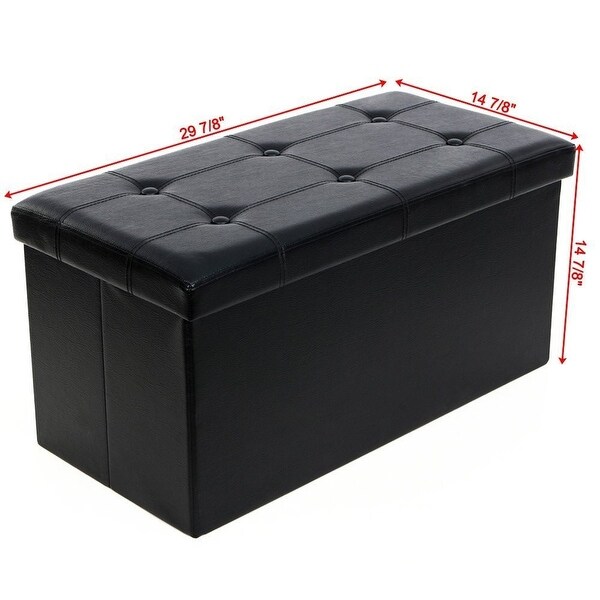 30" Leather Rectangle Shape Surface Ottomans with Line Footstool
