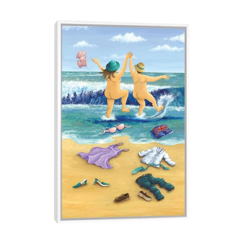 iCanvas "Skinny Dippers" by Peter Adderley Framed Canvas Print - White - 48x32