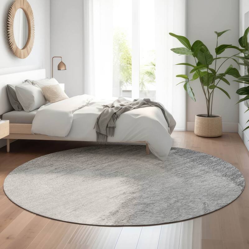 Premium Washable Super Soft Wood Zoom Mayfield Rug - Gray - 8' x 8' - Round
