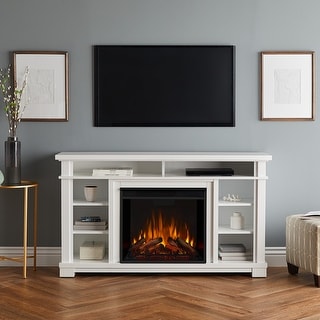 Belford 56" Electric TV Stand Fireplace in White by Real Flame