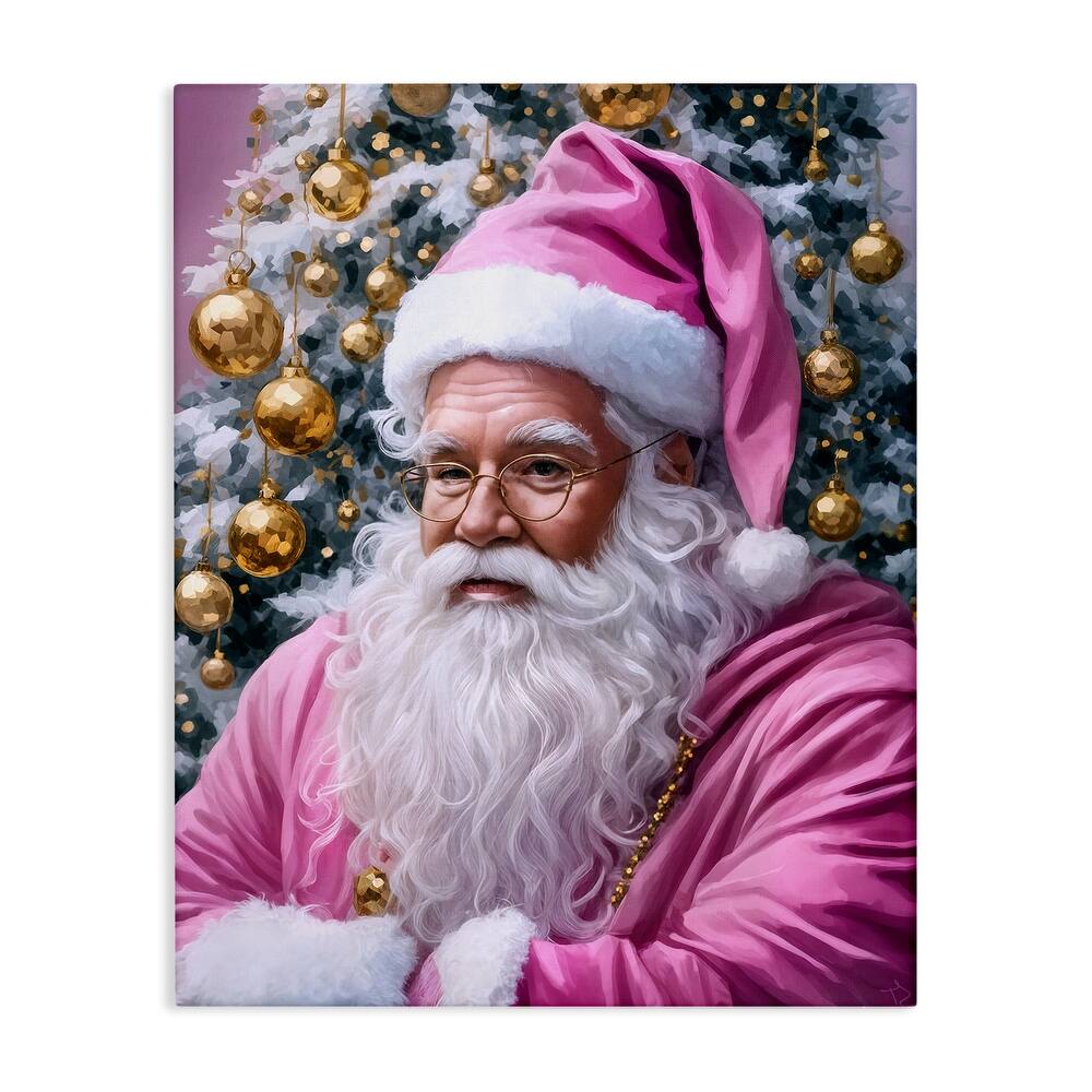 Stupell Traditional Santa in Pink Canvas Wall Art Design By Tabz Jones