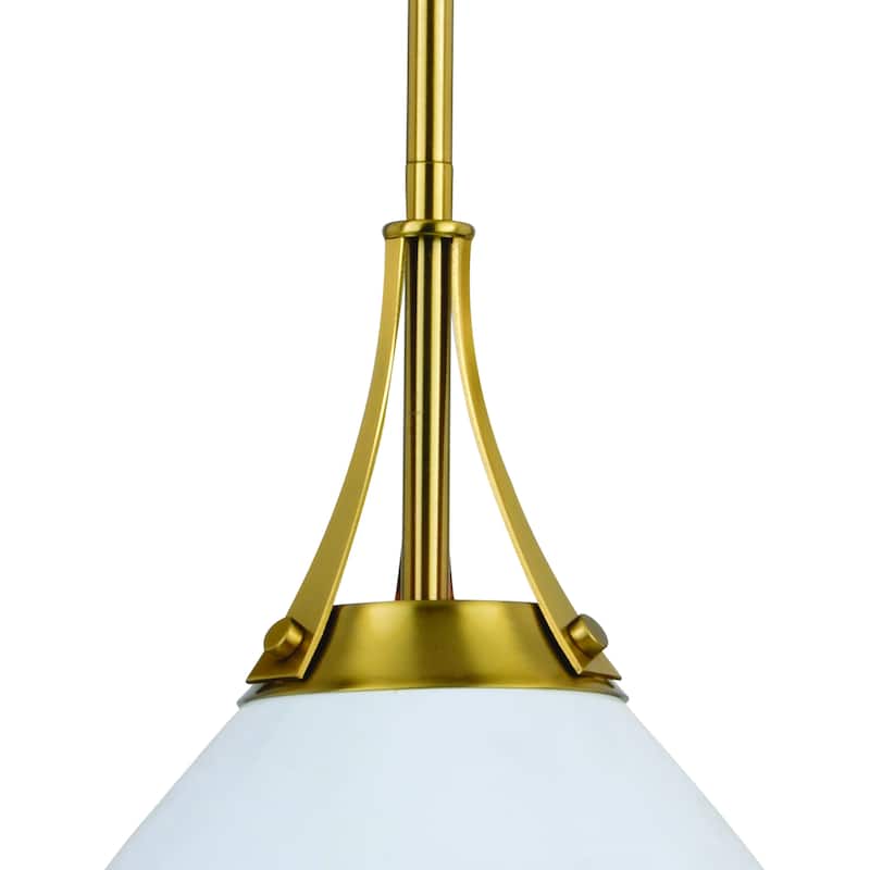Dayna 1L White and Brass Contemporary Pendant Light with Metal Shade - 10-in W x 11.5-in H x 10-in D
