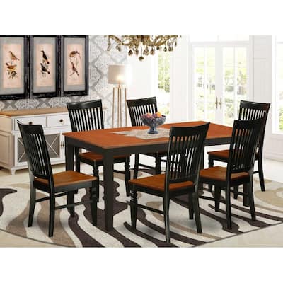 Kitchen Table Set 7 Piece - Dining Table & 6 Chairs - Black Cherry Finish - Elegant Family Dining Room Set