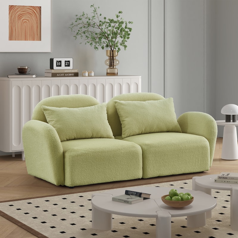 Solid Wood Frame Upholstered 2-Seater Loveseat Sofa