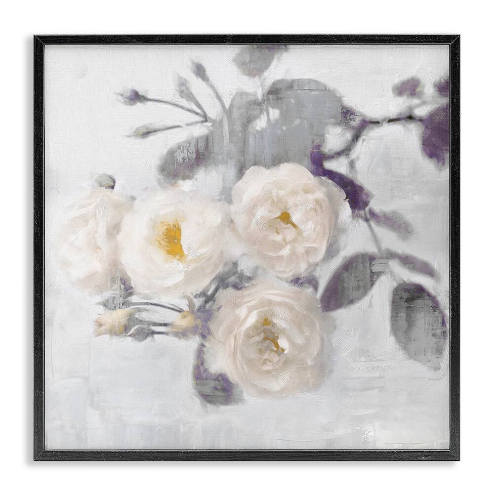 Stupell White Blooms on Grey Framed Giclee Art Design By Emily Ford