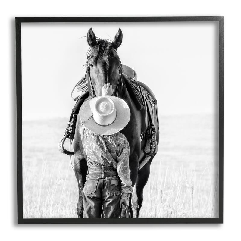 Stupell Cowboy Petting Horse Framed Giclee Art Design by PBurchettePhoto