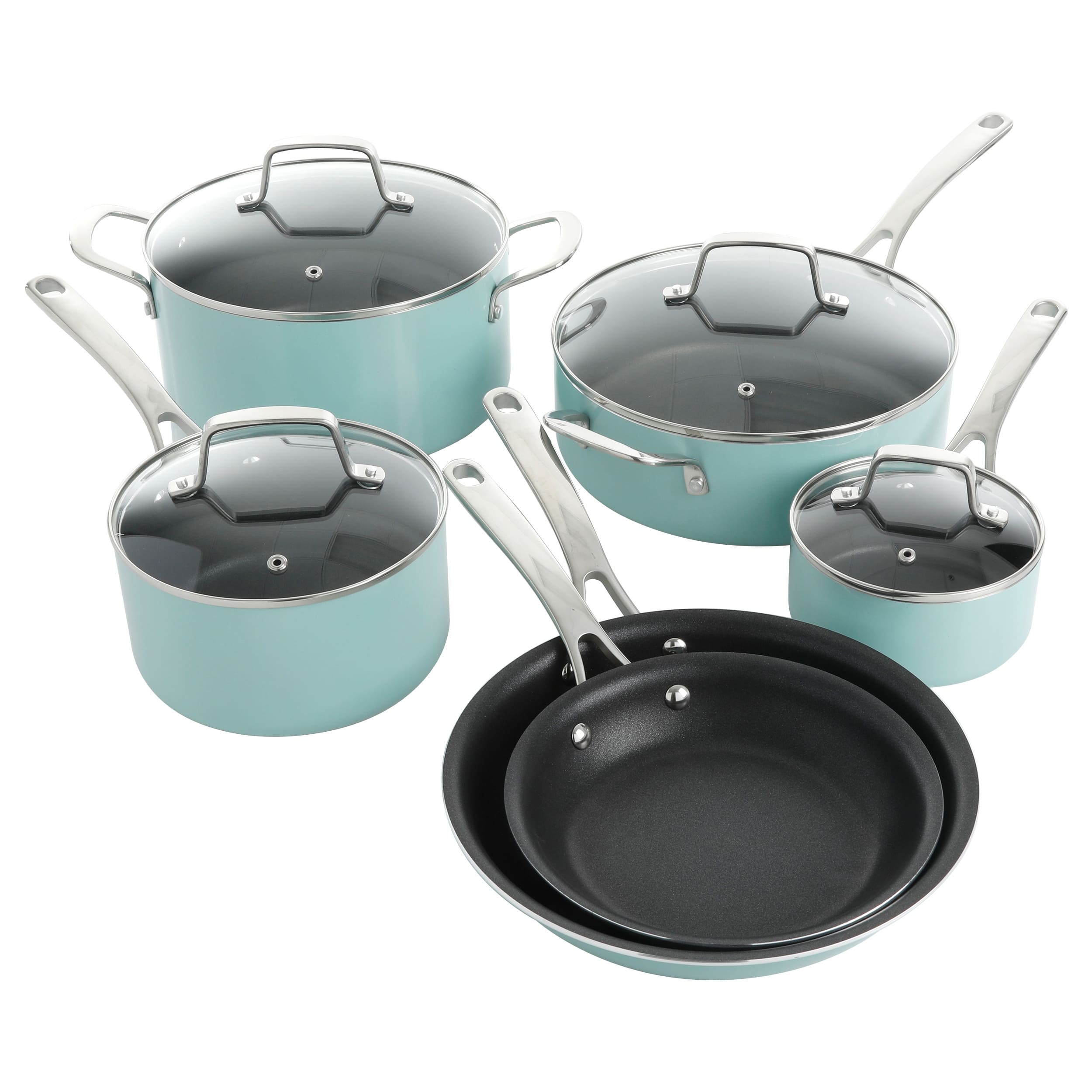 Martha Stewart Lockton 10 Piece Enamel Aluminum Pots and Pans Cookware