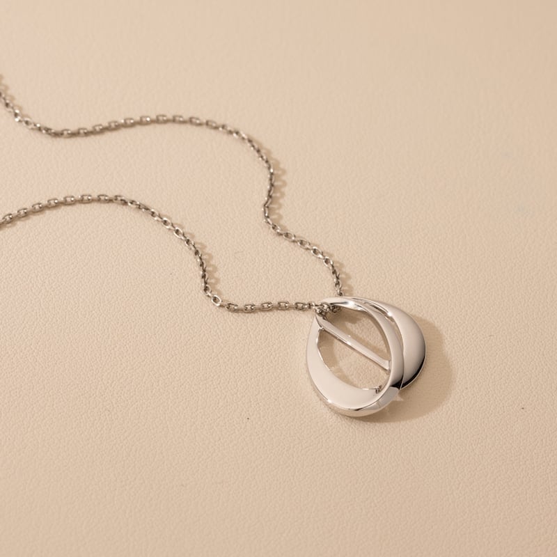 Sterling Silver Interlocking Open Teardrop Pendant, Adjustable Chain
