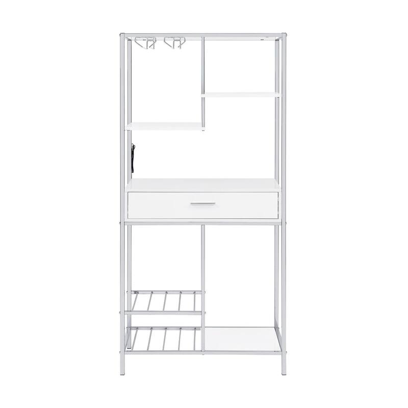 Wavecrest White High Gloss 6-shelf Wine Cabinet