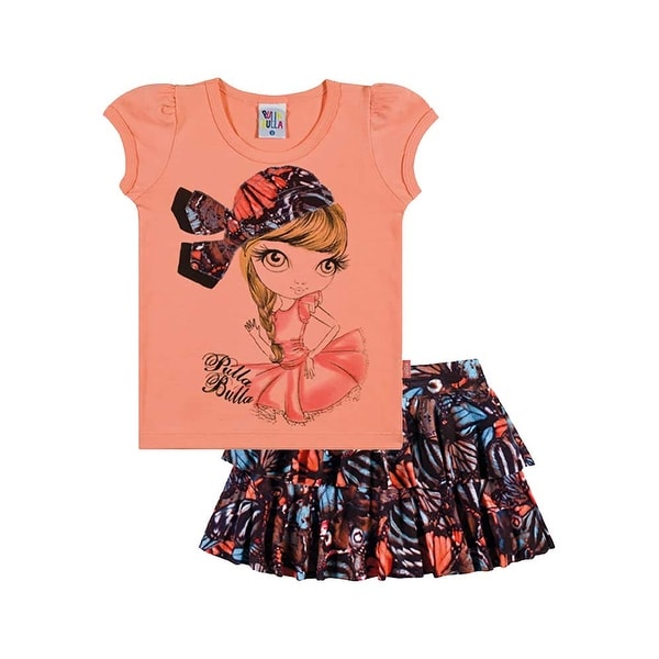 Toddler Girl Outfit Graphic Shirt and Skirt Set Pulla Bulla Sizes 1-3 Years