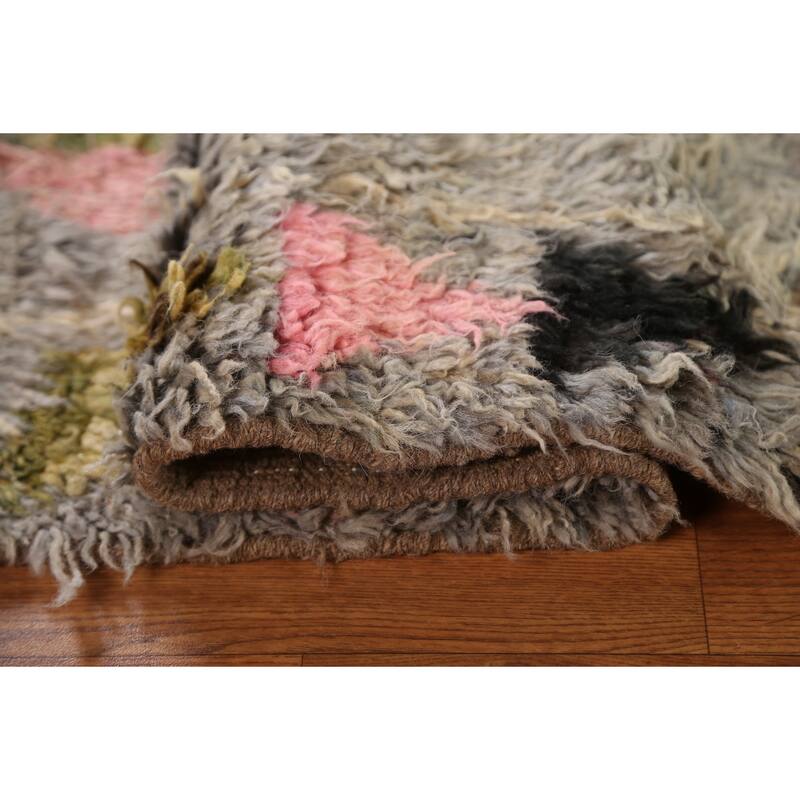 Hand Knotted Oriental 100% Wool Carpet Modern Tribal Greys & Charcoal Moroccan Area Rug - 8' 10'' X 6' 10''