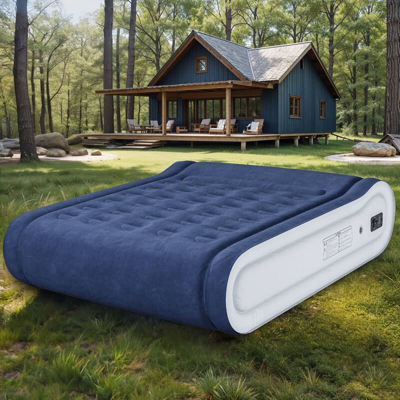 Moasis Queen 17 Inch Inflatable Mattress with Integrated Pillow