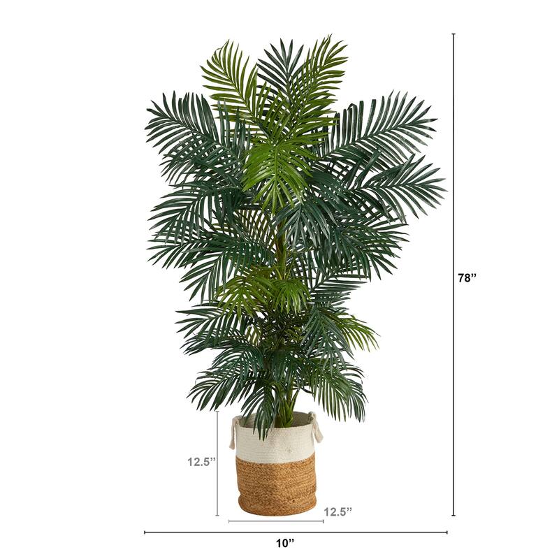 Palm Tree 6.5Ft Indoor - Realistic Artificial Palm with Jute Planter - Tropical Home Decor - Green