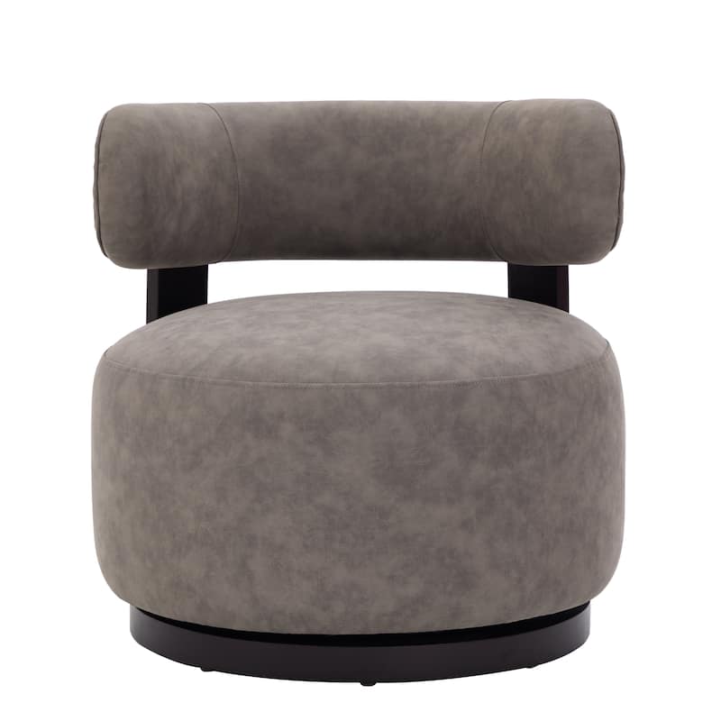 Christopher Knight Home -Modern PU Upholstered Swivel Club Chair with Wooden Base