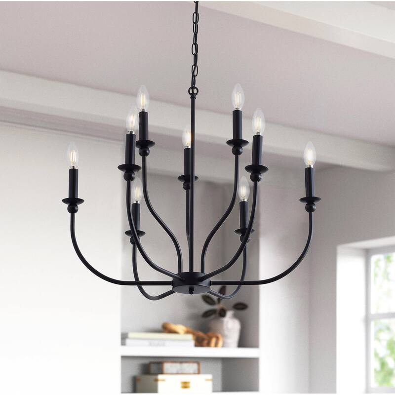 Modern Candle Style 9-Light Chandelier Fixture For Living Room Dining Room