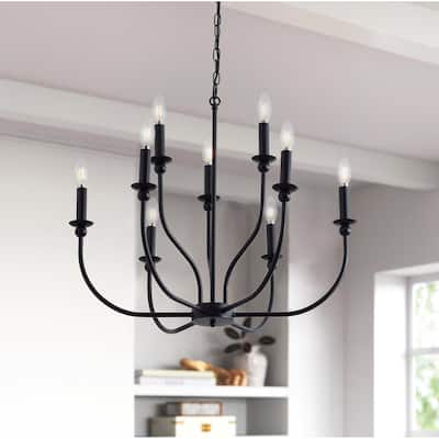 Modern Candle Style 9-Light Chandelier Fixture For Living Room Dining Room
