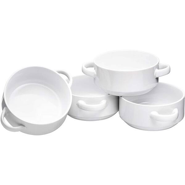 Porcelain French Onion Soup Bowls Exclusive Classic And Elegant Design With Handle Set Of 4 Overstock 32140223 Porcelain 19 Oz Soup Bowls With Handles Red 4 Piece