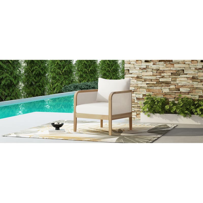 Outdoor Acacia Wood Club Chair with Waterproof Cushion