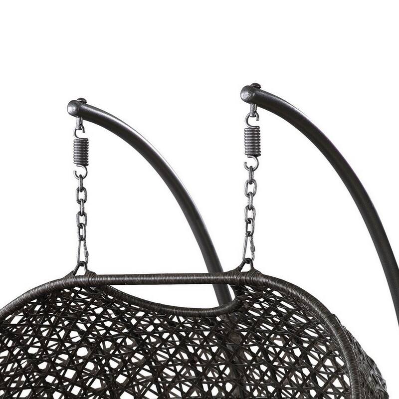 Patio Swing Chair with Tubular Stand and Wicker Weaving, Black