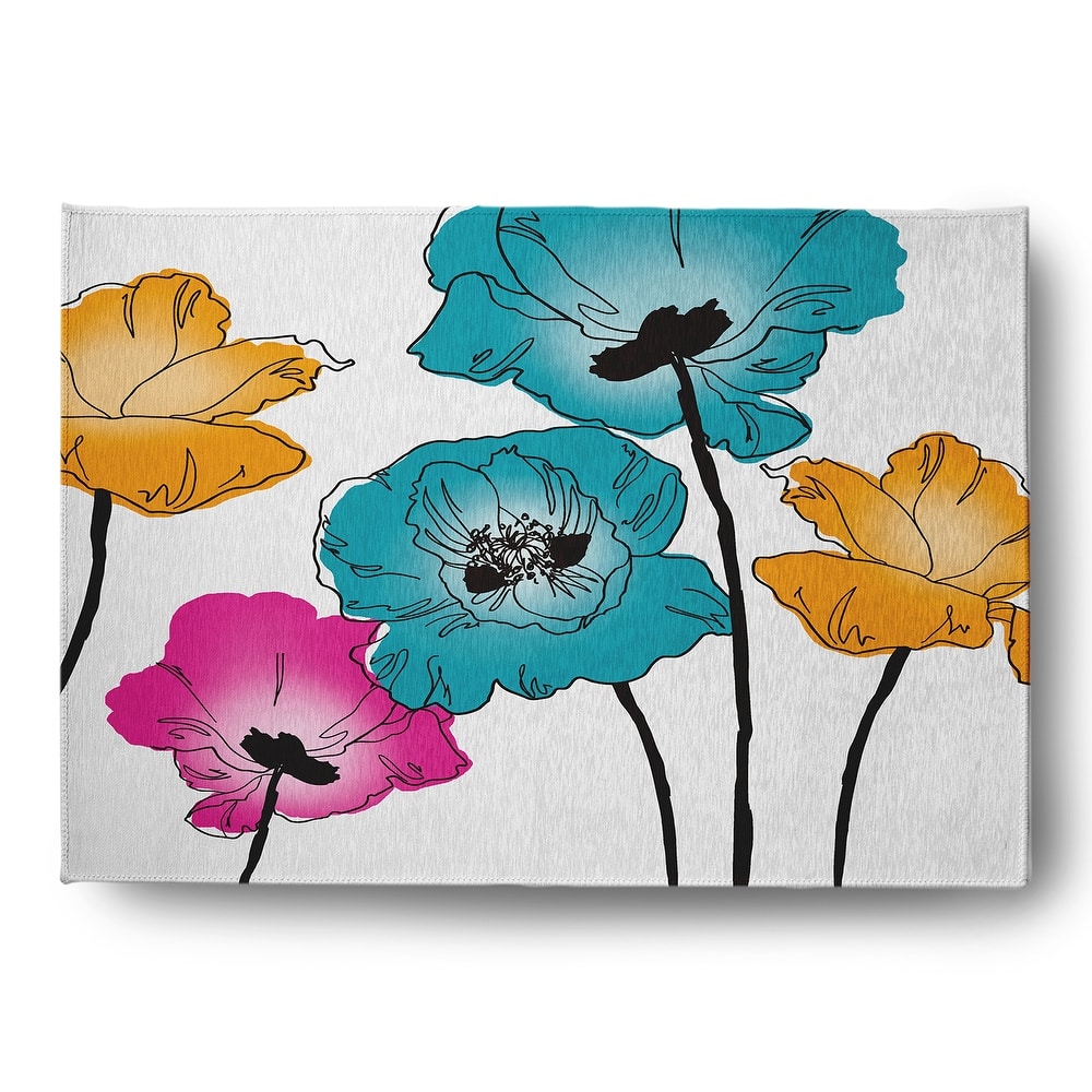 Popping Poppies Spring Chenille Indoor/Outdoor Rug