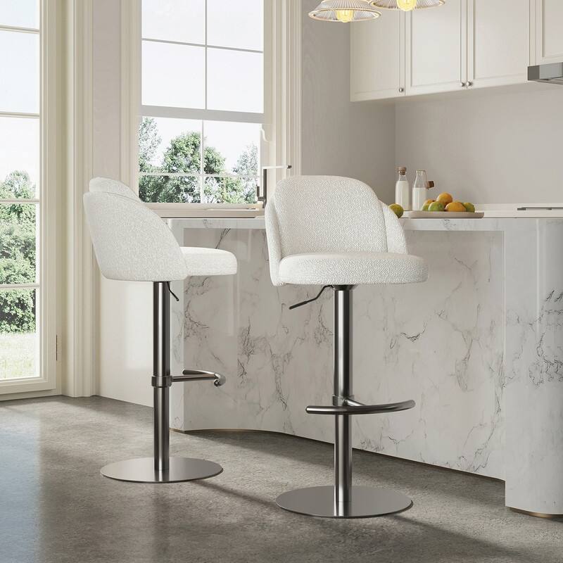 Spruce & Spring Joseph Modern Adjustable Swivel Counter Bar Stools with Back and Arched Footrest - Set of 2 - Preal-Sleek Black