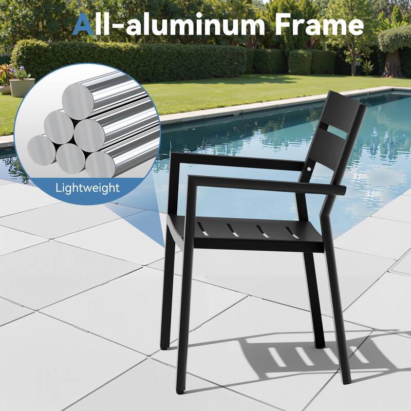 VredHom 11-piece Aluminum Expandable Dining Set Table with Chairs Sets
