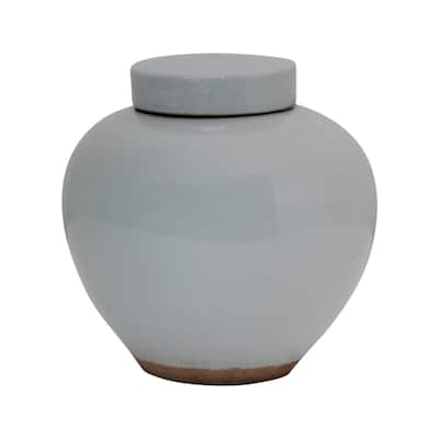Artissance 9"W Round Off-White Porcelain Indoor Outdoor Clara Ginger Jar w/Lid, Home and Garden Decor