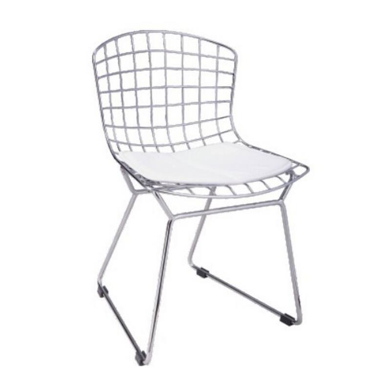 Kids Shuttle Chair Set of 2, White Faux Leather, Mesh Chrome Metal