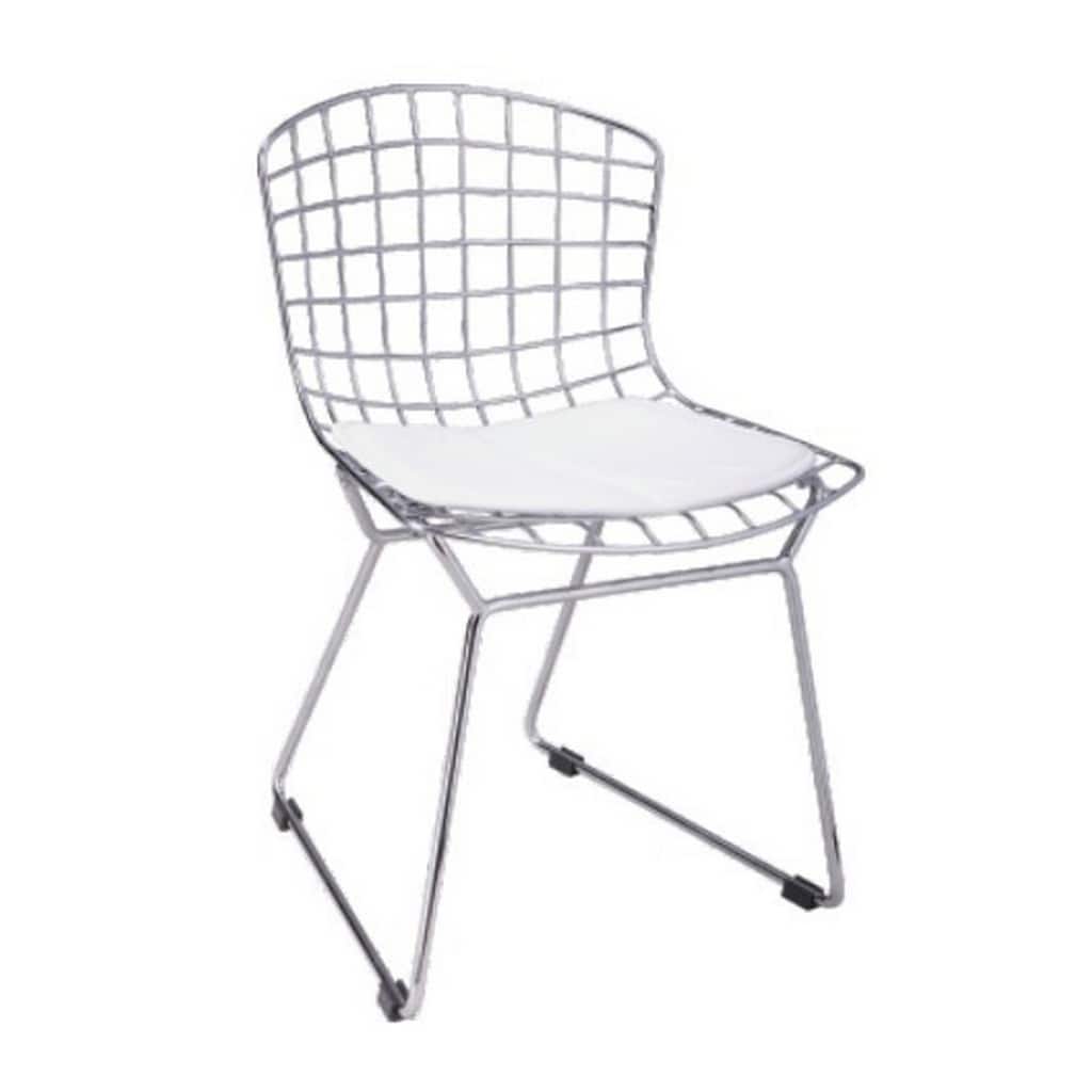 Kids Shuttle Chair Set of 2, White Faux Leather, Mesh Chrome Metal