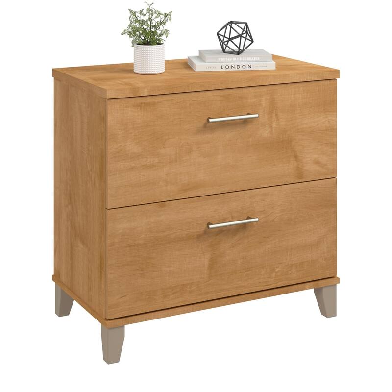 Bush Furniture Somerset 2 Drawer Lateral File Cabinet with Storage - Maple Cross