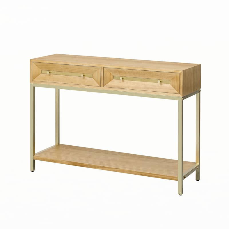 Entryway Console Table with Two Drawers,Natural
