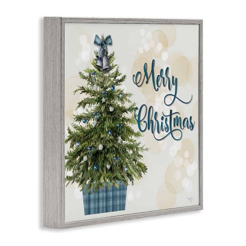 Stupell Christmas Tree in Plaid Stand Framed Giclee Art Design By Mollie B.