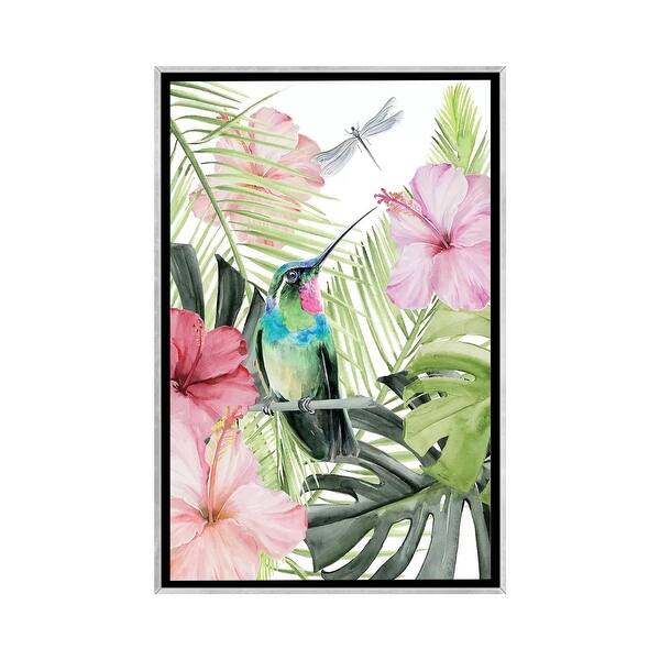 slide 2 of 15, iCanvas "Hibiscus & Hummingbird II" by Jennifer Paxton Parker Framed Silver - 40x26