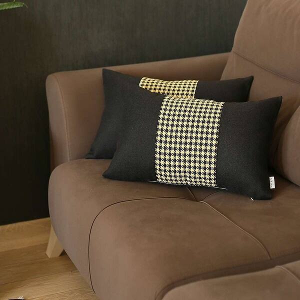 Set Of 2 Brown Houndstooth Lumbar Pillow Covers Set Of 2 Brown Houndstooth Lumbar Pillow Covers