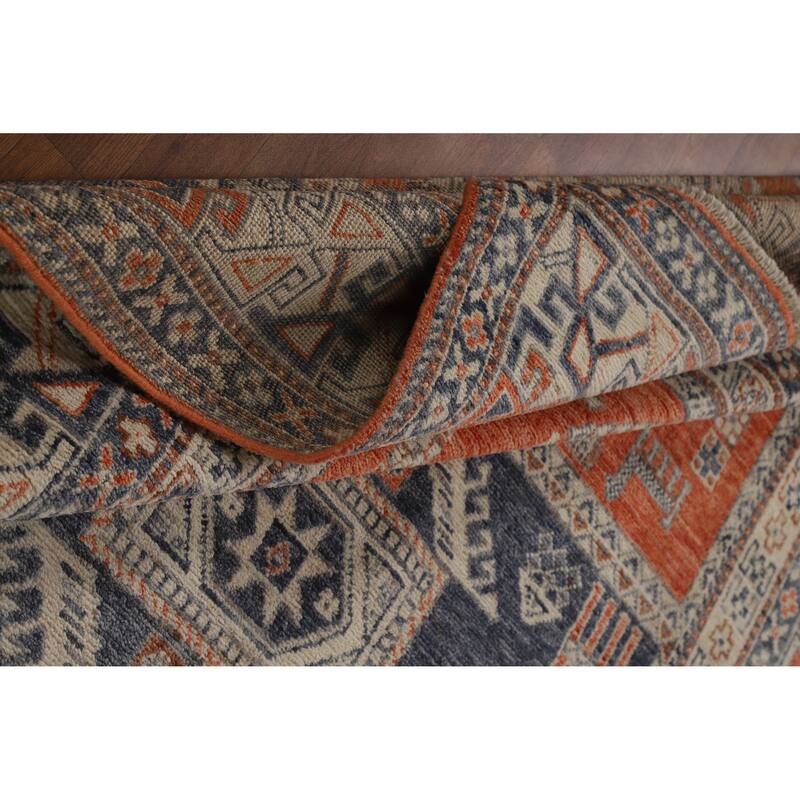 Hand Knotted Oriental 100% Wool Carpet Transitional Tribal Oranges & Rust Oushak Area Rug - 8' 11'' X 6' 5''