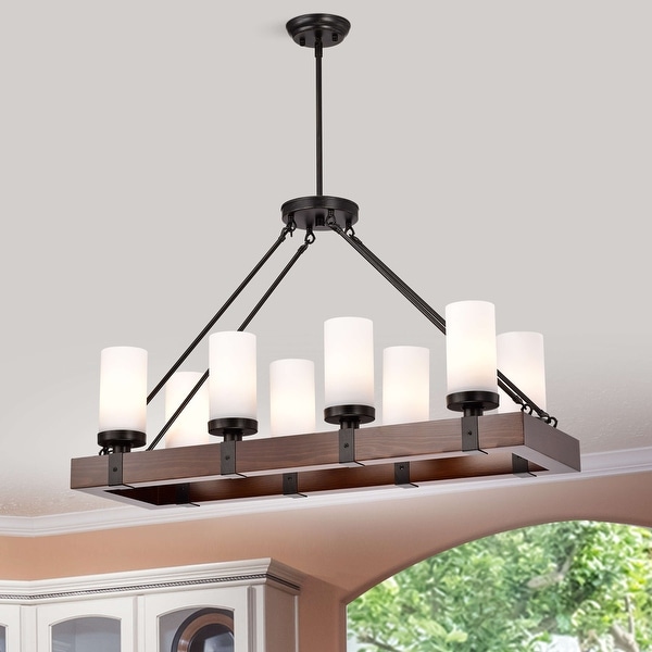 Daniela Antique Wood Chandelier with Frosted Glass Globes. Opens flyout.