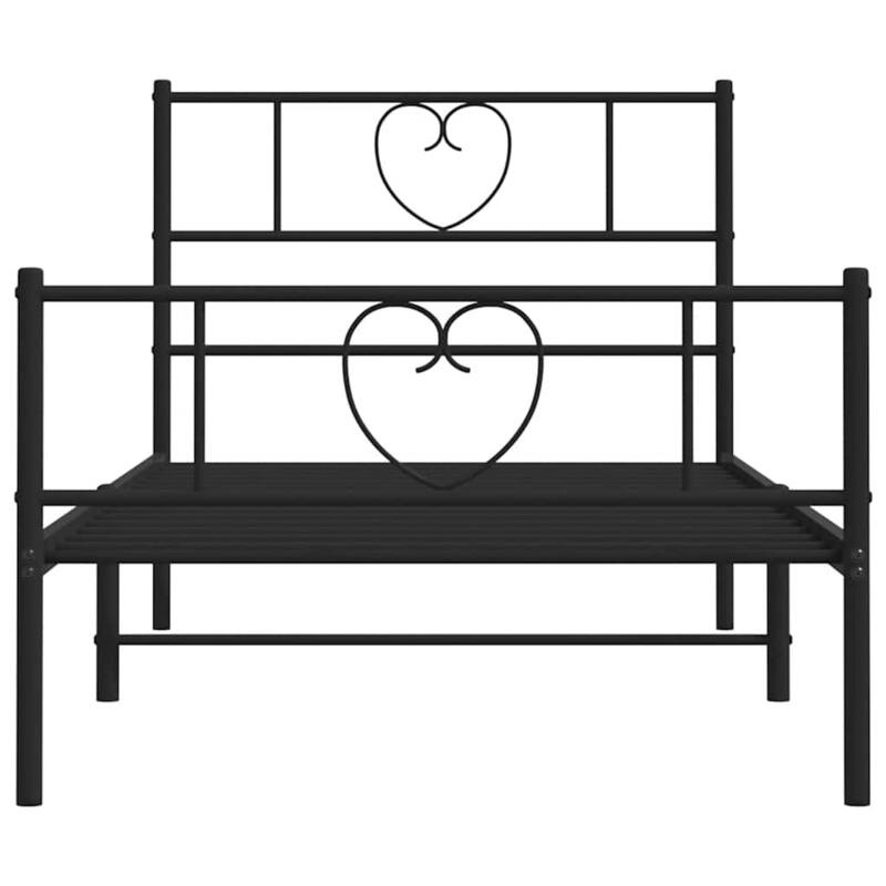 vidaXL Twin Metal Bed Frame with Headboard, Black, No Mattress - 77.2" x 41.3" x 35.4"