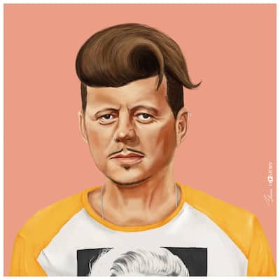Empire Art Direct Hip John Kennedy Printed Tempered Glass Wall Art - Multi-Color